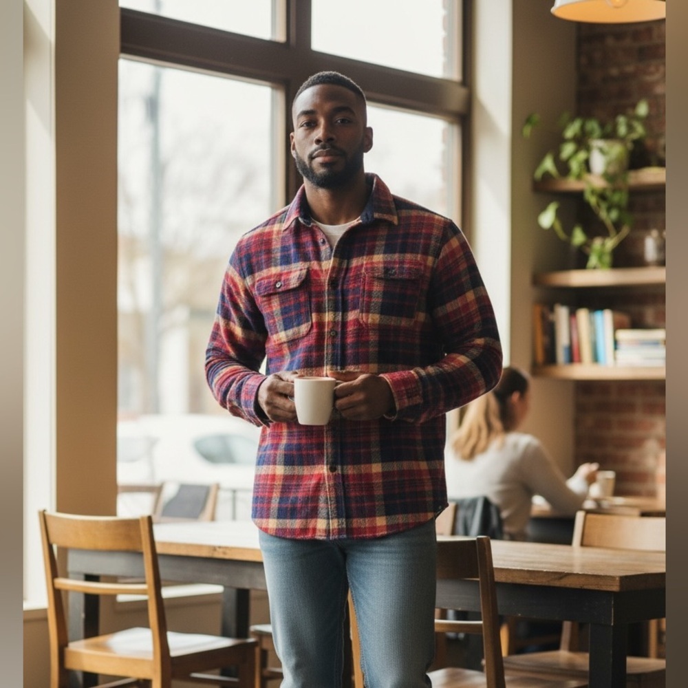 Woolrich Green Label Plaid Shirt/Jacket-100% Cotton-heavy weight-Size Large